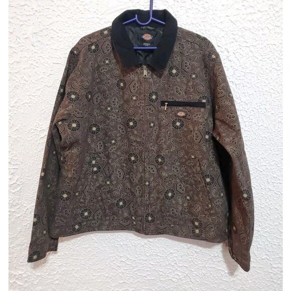 NWT DICKIES Ellis Floral Print Duck Brown Canvas Cropped Jacket Sz 2XL - Picture 1 of 16